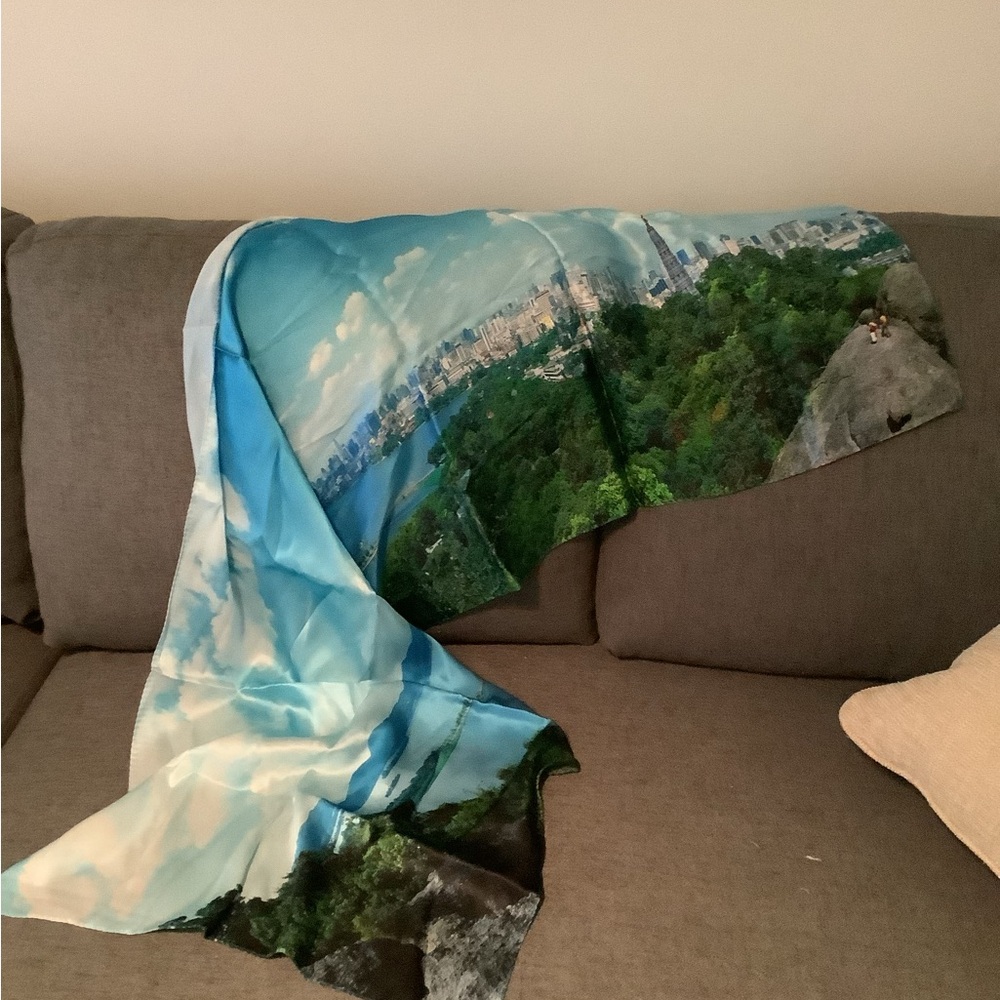 Scenic Print Silk Scarf NWOTS beautiful